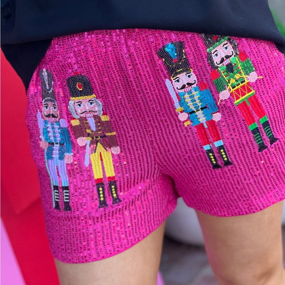 $25 SALE!TODAY ONLY!WHY DRESS Pink nutcracker sequin shorts size L nwt Christmas - Picture 2 of 2